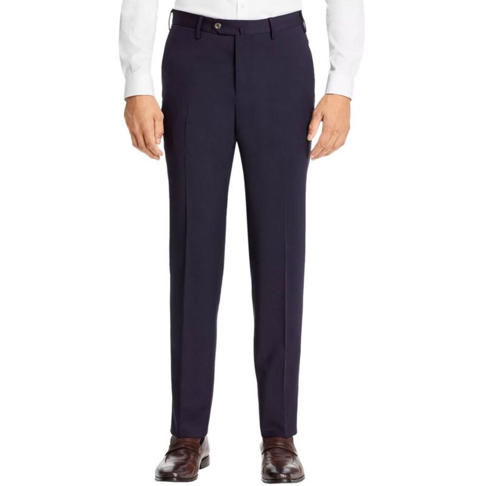 PT01 Pantaloni Torino Mens Solaro Wool & Cotton Dress Pants 40 Navy IT 58